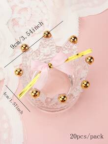 20pcs Ribbon Bowknot Adorned Seal Line For Candy, Small Cake, Cookie Packaging - Pink - View 2