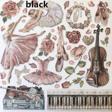 1 Set Vintage Elegant Ballet Magazine Stickers For Scrapbooking, Journaling, Magazines, Albums And Craft Diy, Gorgeous Palace Style Stationery Accessories, Craft Tool Supplies For Diy Cutting, Must-have For Scrapbooking Lover - Black - View 2