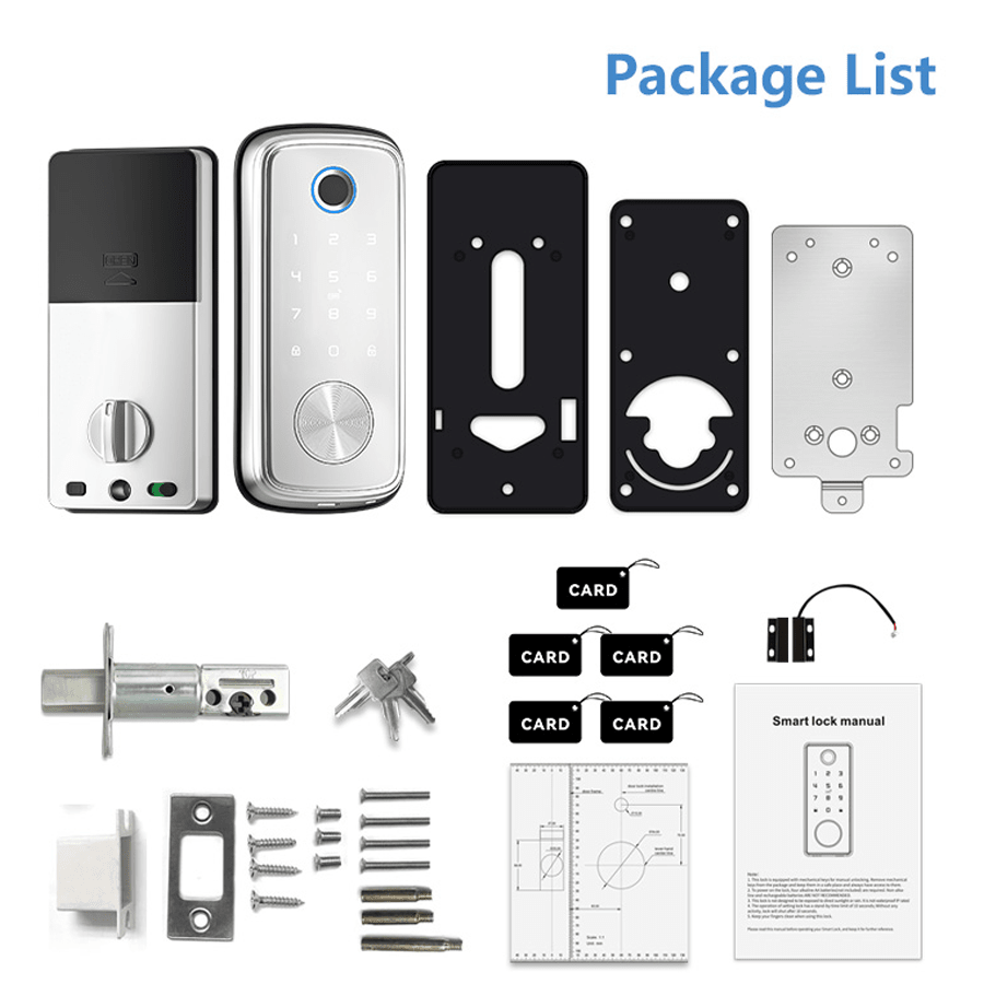 Smart Lock With Deadbolt, Fingerprint And Numeric Code, Silver, Ttlock