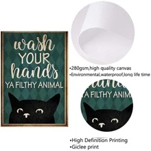 無框復古搞笑勵志黑色貓帆布掛畫,復古黑色貓海報,家庭裝飾用品適用於客廳寵物店鋪墻面裝飾