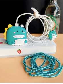 4pcs Phim hoạt hình dễ thương Khủng long Đầu sạc , Charging Cable , Và Lớp bảo vệ Bộ - Nhiều màu - Xem 4