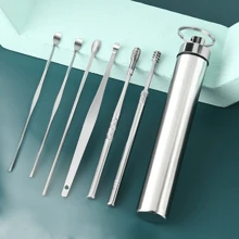 6pcs/set Portable Stainless Steel Earpick With Spiral Style Ear Wax Removal Tool - Silver - View 5