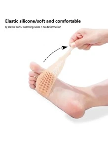蜂窝硅胶前脚掌垫半高跟鞋（女款），透气、弹性、防摩擦、防痛、脚垫袜鞋垫、防滑半鞋垫、返校用品、女鞋靴配件、户外、运动、旅行、家居、办公室、学校 - 杏色 - 查看 7