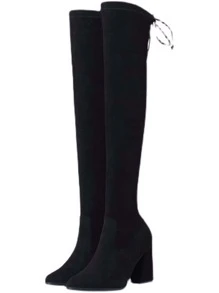 Botas Hasta La Rodilla Aesthetic Para Mujer, Moda De Botas Hasta Calcetas - Negro - Ver 3