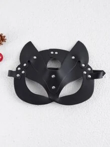 1pc Sexy Lingerie Accessory Fox Mask, Couples Roleplay Blindfold, Stage Performance Prop, Alternative Toy - Black - View 2