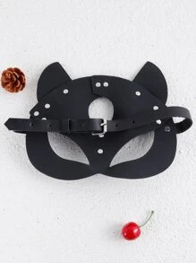 1pc Sexy Lingerie Accessory Fox Mask, Couples Roleplay Blindfold, Stage Performance Prop, Alternative Toy - Black - View 3