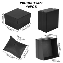 10pcs Paper Watch Box 8.6x7.9x5.2cm Cardboard Gift Box Watches Holder Jewelry Gift Boxes With Pillow Bracelet Holder Square Storage Gift Case For Wristwatches Smart Watches Black