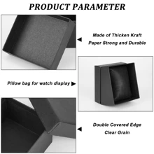 10pcs Paper Watch Box 8.6x7.9x5.2cm Cardboard Gift Box Watches Holder Jewelry Gift Boxes With Pillow Bracelet Holder Square Storage Gift Case For Wristwatches Smart Watches Black