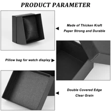 10pcs Paper Watch Box 8.6x7.9x5.2cm Cardboard Gift Box Watches Holder Jewelry Gift Boxes With Pillow Bracelet Holder Square Storage Gift Case For Wristwatches Smart Watches Black