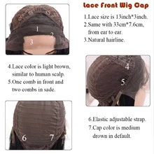 Thẳng tắp tự nhiên Sợi tổng hợp Mặt trước Ren Tóc giả 20in Mật độ 150% Ở giữa Phần Em bé Tóc Sắt - màu đen - Xem 5