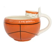 HappyWare Taza Ceramica En Forma De Canasta De Basquetbol Baloncesto - Naranja - Ver 1