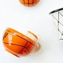 HappyWare Taza Ceramica En Forma De Canasta De Basquetbol Baloncesto - Naranja - Ver 2