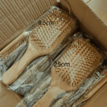 1pc Natural Wooden Rectangular Shaped Massage Comb For Hair Volume Boost, Suitable For Home Or Travel Use Hair Brush - Redwood - View 4