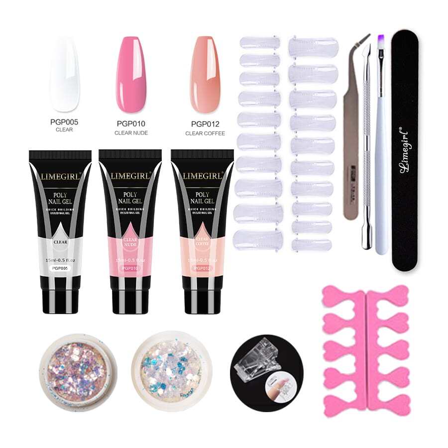 Set Decoracion Uñas Acrilicas Polygel Pulidora Uñas/32piezas - Multicolor - Ver 1