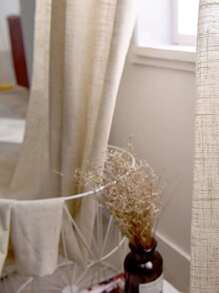 1pc Living Room/study Room Dustproof Tie Top Rod Pocket Curtain