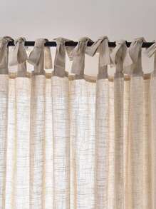 1pc Living Room/study Room Dustproof Tie Top Rod Pocket Curtain