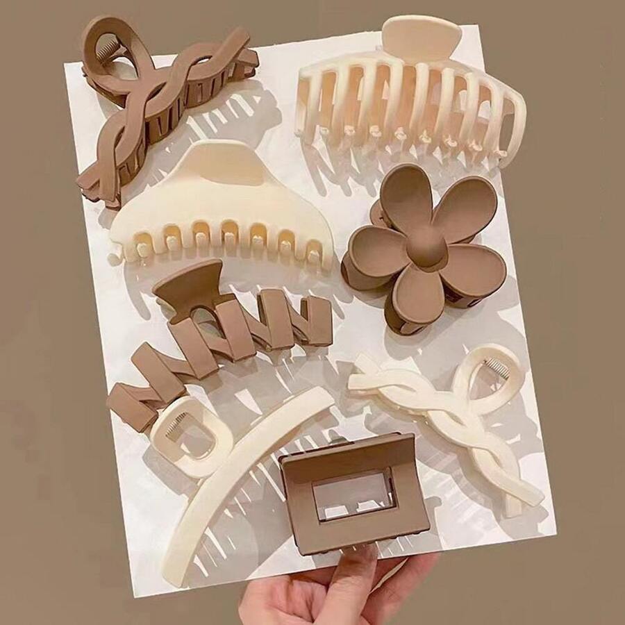 Bộ 8 kẹp tóc nữ màu xanh Klein được sơn acrylic, thời trang và cá tính theo phong cách Ins, đơn giản và thanh lịch, phong cách đường phố thường ngày, phụ kiện tóc phong cách sinh viên cá tính cho mua sắm, hẹn hò, vui chơi, tụ họp, tiệc tùng, du lịch, bãi biển, bơi lội, công sở và đi làm, sinh viên, kẹp tóc càng cua, kẹp tóc hàm, kẹp tóc cài, kẹp tóc giữ tóc, đồ dùng học tập, hoa mùa thu đông cho trang phục đi nghỉ mát của nữ mùa hè - Màu Khaki - Xem 1