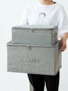 2 件/套 可折叠可洗拉链布艺收纳盒，容量大，防尘防潮，适用于衣物、衣柜、家居用品（2 件同尺寸）装饰品 秋季装饰 节日装饰 房间装饰 家居装饰 秋季装饰 卧室装饰 - 灰色 - 查看 3