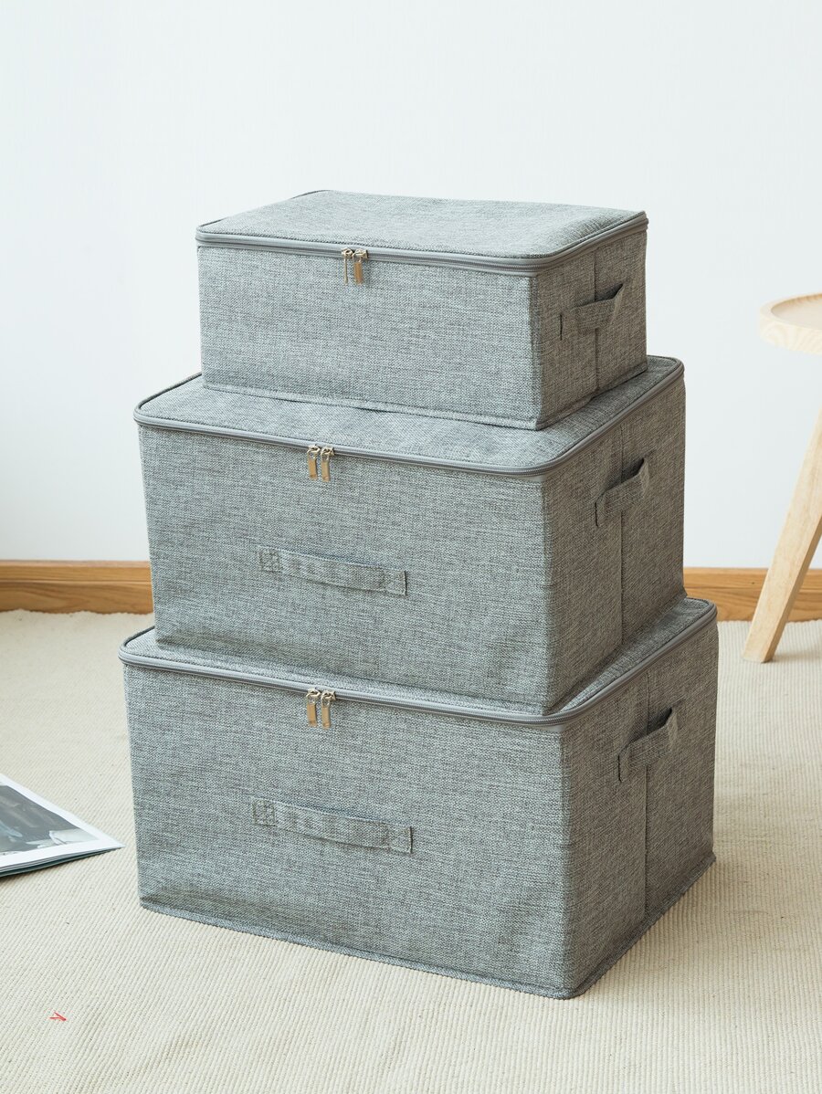 2 件/套 可折叠可洗拉链布艺收纳盒，容量大，防尘防潮，适用于衣物、衣柜、家居用品（2 件同尺寸）装饰品 秋季装饰 节日装饰 房间装饰 家居装饰 秋季装饰 卧室装饰 - 灰色 - 查看 1