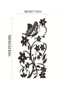 Pegatina de pared adhesiva creativa con diseño de mariposa negra, flores y enredaderas para decoración del hogar en sala de estar, dormitorio, decoración de primavera, elementos decorativos para refrescar tu hogar, adhesivo de vinilo para decoraciones