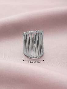 1 Nhẫn Dopamine Mạ Vàng 14K Thời Trang Bằng Thép Không Gỉ Phong Cách Baroque, Nhẫn Mở Rộng Được Trang Trí, Thích Hợp Để Đeo Hàng Ngày Và Tặng Quà Cho Nữ - Bạc - Xem 5