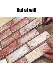 藍色的&白色撞色3D磚塊圖案創意牆貼自黏式防水防潮牆紙適用於牆裝修和保護,客廳,臥室,餐廳墻面裝飾貼紙 - 霧霾藍 - 查看 8