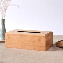 KMT Bamboo Tissue Box Holder Storage Paper Tissue Cover Wood Napkins Organizer Home Decoration - Yellow - View 2