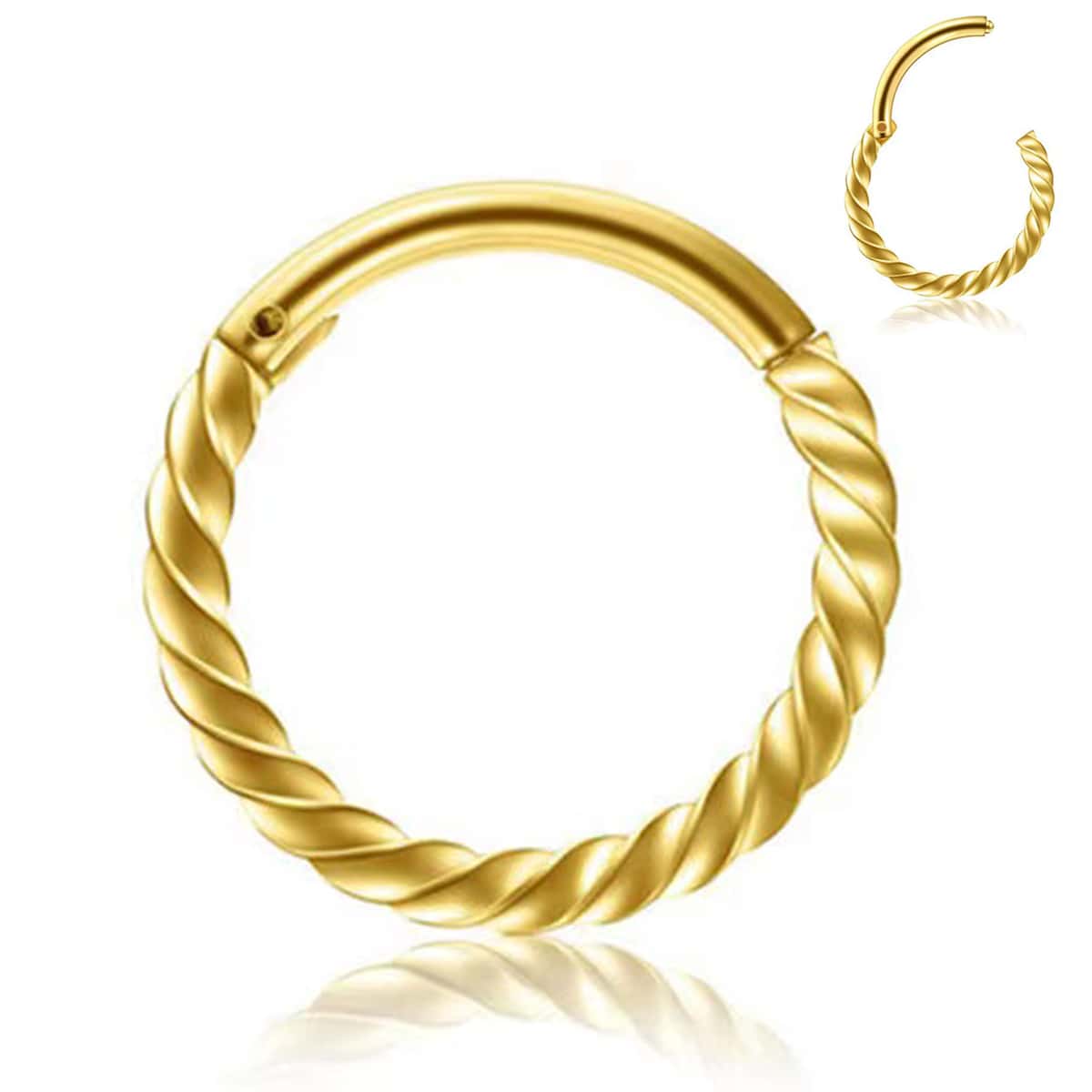 1 Miếng Thanh lịch 316L Thép không gỉ Xoắn Threaded Xuyên Dấu phân cách Vòng mũi Nhẫn Dành Cho Nam Và Nữ , có thể sử dụng Đối với Nhiều Đồ khuyên - Vàng - Xem 1