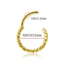 1 Miếng Thanh lịch 316L Thép không gỉ Xoắn Threaded Xuyên Dấu phân cách Vòng mũi Nhẫn Dành Cho Nam Và Nữ , có thể sử dụng Đối với Nhiều Đồ khuyên - Vàng - Xem 2