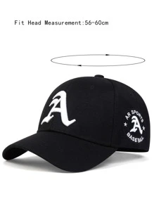 AR 1頂男式哥德字母A刺繡棒球帽，適用於春秋旅遊、海灘和派對街頭，可調節防曬時尚帽 - 黑色 - 查看 4