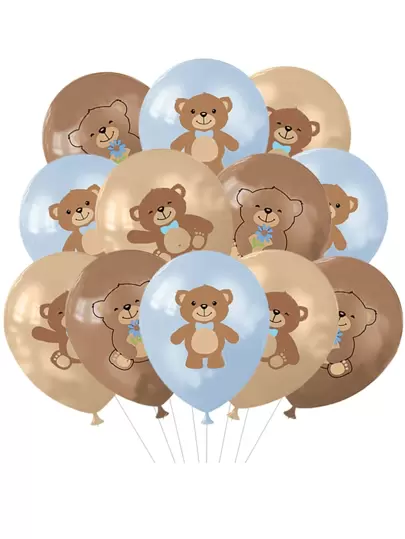 10pcs 12inch Cute Bear Balloons Decorations For Shower Blue Party Decorations Birthday Party Supplies