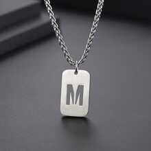 1入組流行不銹鋼鏤空吊墜項鍊,中性情侶風格鎖骨鏈條適用於日常穿著 - 銀色 - 查看 4