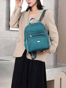 Multi-compartment Large Capacity Fashion Backpack, Handbag, School Bag, Mommy Bag, Versatile Commute Pack - Blue - View 4