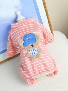 宠物服装 狗狗服饰 猫咪家居服 23cm连帽小熊家居服 狗狗服装 猫咪服饰 新款加厚保暖动物休闲四脚裤家居服 流行欧美风宠物服装 猫咪卡通装 - 粉色 - 查看 1