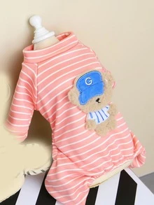 宠物服装 狗狗服饰 猫咪家居服 23cm连帽小熊家居服 狗狗服装 猫咪服饰 新款加厚保暖动物休闲四脚裤家居服 流行欧美风宠物服装 猫咪卡通装 - 粉色 - 查看 4