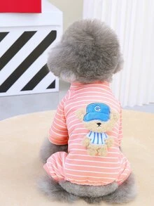 宠物服装 狗狗服饰 猫咪家居服 23cm连帽小熊家居服 狗狗服装 猫咪服饰 新款加厚保暖动物休闲四脚裤家居服 流行欧美风宠物服装 猫咪卡通装 - 粉色 - 查看 7