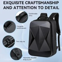 Hard Shell Laptop Backpack 35L, Waterproof Travel Backpack Business Computer Bag Fit 15.6 Inch Gaming Bag with USB Charging Port - Black - View 5