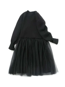 Balabala 女大童星球印花網紗邊洋裝 - 黑色 - 查看 8