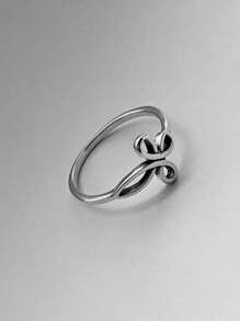 1個交叉設計裝飾女戒,適用於婚禮、派對、節日和休閒穿著 - 銀色 - 查看 3