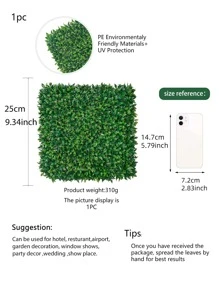 1 块高密度人造草地毯，玫瑰形状，25*25 厘米，花园装饰，采用 PE 材料制成，绿色装饰，抗紫外线，易于组装，高品质，工厂定制，适用于学校、宿舍、办公室、返校装饰、户外派对、节日、圣诞节、感恩节、家庭、入口、酒店、餐厅、客厅、卧室、婚礼、厨房、花园装饰 - 綠色 - 查看 3
