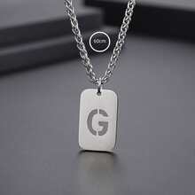 1入組流行不銹鋼鏤空吊墜項鍊,中性情侶風格鎖骨鏈條適用於日常穿著 - 銀色 - 查看 11