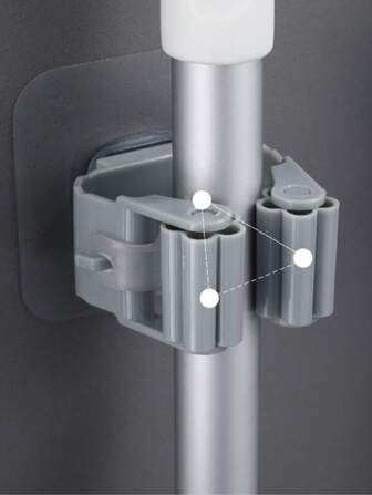 1個多功能塑料拖把夾,灰色無痕拖把夾,壁掛式浴室拖把掛鉤,用於拖把掃帚儲物夾