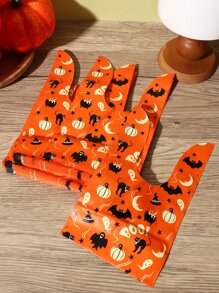 50pcs Halloween Pumpkin & Rabbit Ear Design Packaging Bags For Baking Cookies