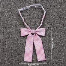 1入組粉色制服蝴蝶結jk格紋蝴蝶結學生領帶 - 粉色 - 查看 2