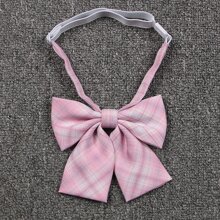 1入組粉色制服蝴蝶結jk格紋蝴蝶結學生領帶 - 粉色 - 查看 7