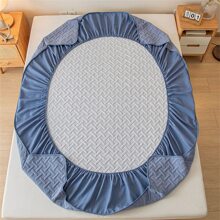 1pc Plain Checked Thickened Knitted Velvet Soybean Filler Mattress Cover (single) With Stretchable 30cm/12in Deep Pocket, Soft Ultrafine Fiber Filling, Removable Anti-wrinkle Static Cover