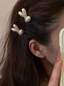 Faux Pearl Decor Hair Clip Elegant Claw Clips Hair Claws Hair Barrettes, Hair Accessories, Head Accessories - White - View 6