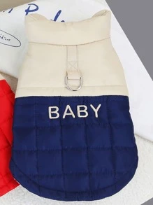 DADAGOU 加厚背心宠物秋冬针织英式加厚防水23BABY撞色狗狗加厚外套猫咪加厚外套保暖服装英式加厚外套 - 藏蓝色 - 查看 3