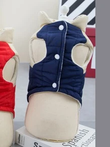 DADAGOU 加厚背心宠物秋冬针织英式加厚防水23BABY撞色狗狗加厚外套猫咪加厚外套保暖服装英式加厚外套 - 藏蓝色 - 查看 6
