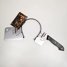 1pc Halloween Headband With Prank Cleaver Knife For Party, Zombie Cosplay Prop - Black - View 2